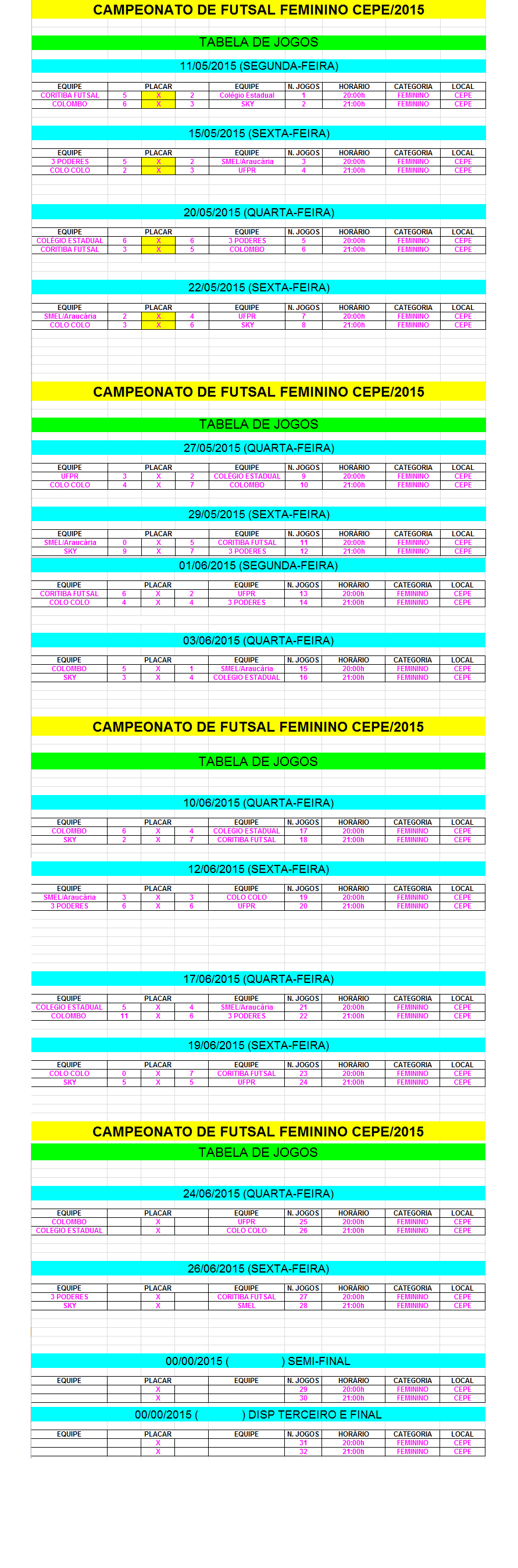 Campeonato de Futsal Feminino CEPE 2015